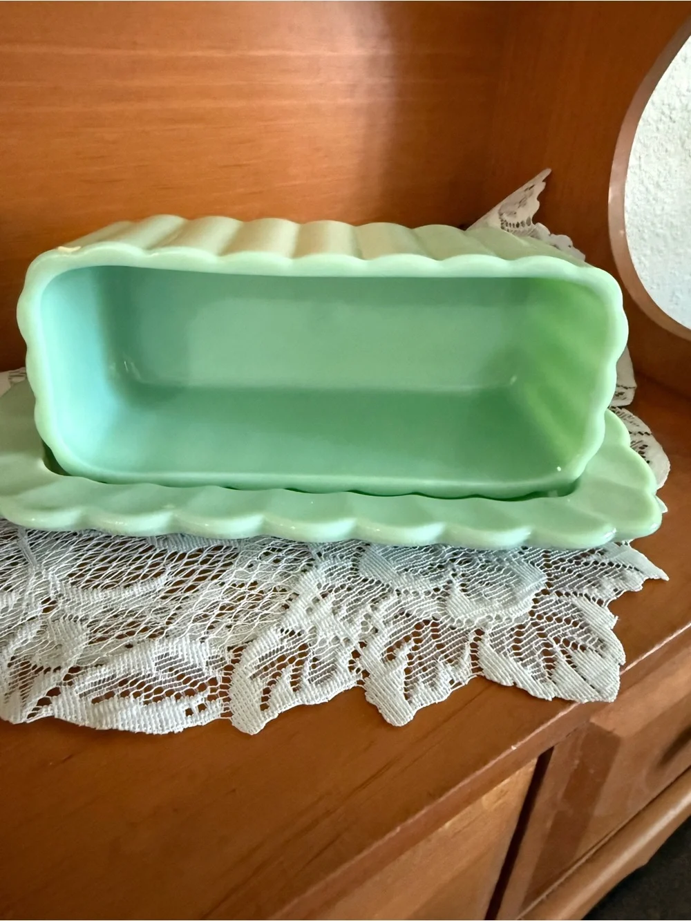 Pioneer Woman Green Ceramic Butter Dish